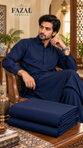 Premium Navy Blue Wash & Wear – Men’s Unstitched Suit